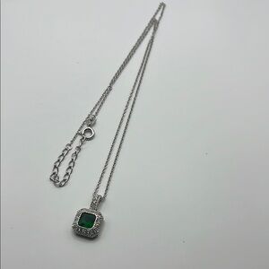 Silver Necklace with Emerald Green Gemstone